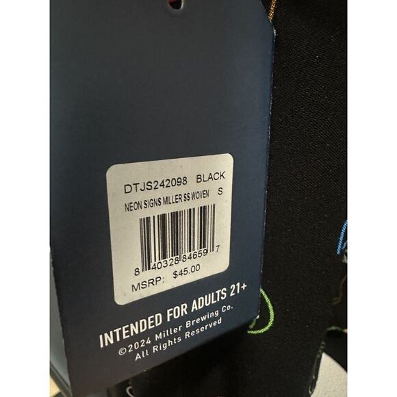 Miller Lite Men’s Small Short Sleeve Button Up Golf Polo Collared Shirt Black - Picture 5 of 5